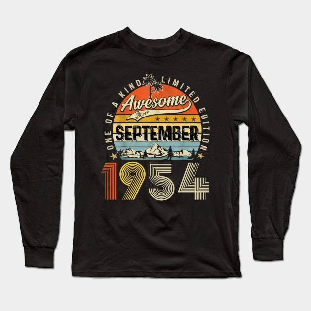 Awesome Since September 1954 Vintage 69th Birthday Long Sleeve T-Shirt by Vintage White Rose Bouquets